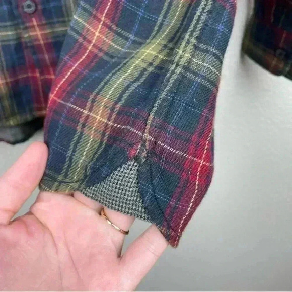 CARBON 2 COBALT Men's XL Cotton Collared Button Down Shirt Plaid Blue Red Yellow - Picture 9 of 10